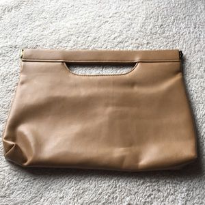 Tan leather clutch